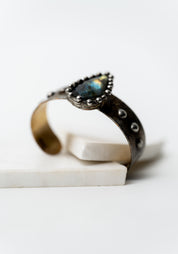 Brass and Sterling Silver Solder Faceted Labradorite Cuff