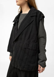 Oversized Asymmetric Sleeveless Blazer Jacket