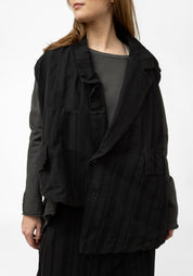 Oversized Asymmetric Sleeveless Blazer Jacket