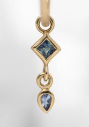 Single 9k Gold Blue Sapphire, Tanzanite and Large Round Clicker Hoop
