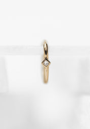 Single 9k Gold Reverse Set Diamond Oval Clicker Hoop