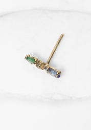 Single 9k Gold Multi Gemstone Ear Climber Stud