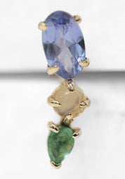 Single 9k Gold Multi Gemstone Ear Climber Stud
