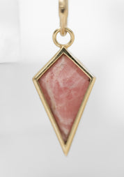 Single 9k Gold Pink Marble Kite Plaque and Oval Clicker Hoop