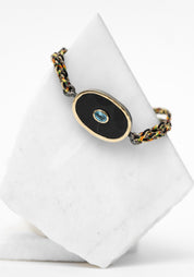 10k Gold, Onyx and Aquamarine Bracelet - December Thieves