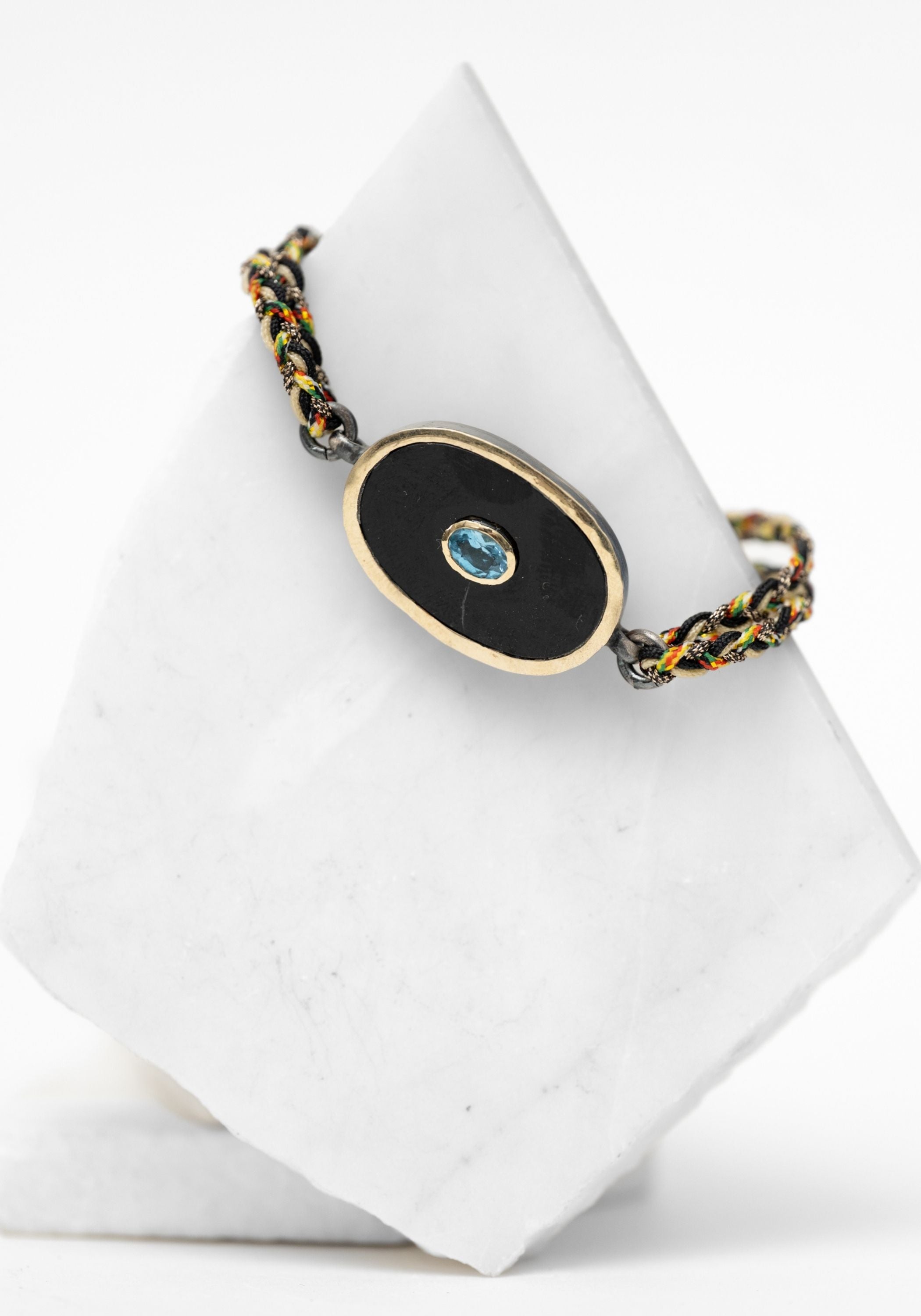 10k Gold, Onyx and Aquamarine Bracelet - December Thieves