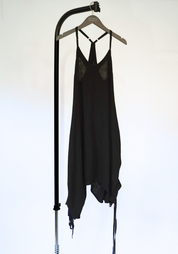 Asymmetric Linen and Viscose Blend Maxi Dress in BLACK Only