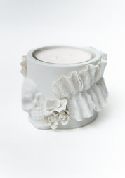Vanitas Porcelain Lace Skull Candle