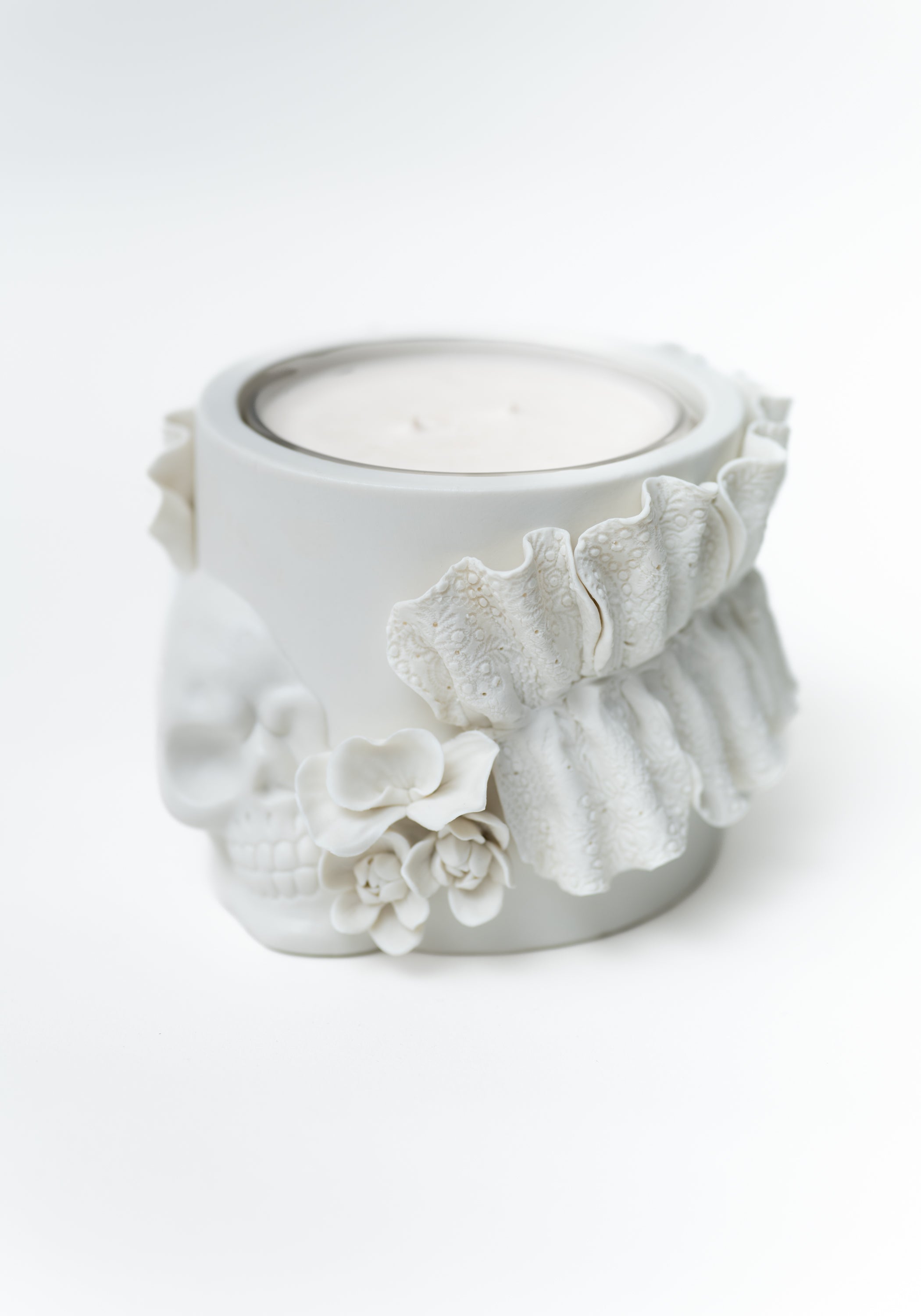 Vanitas Porcelain Lace Skull Candle