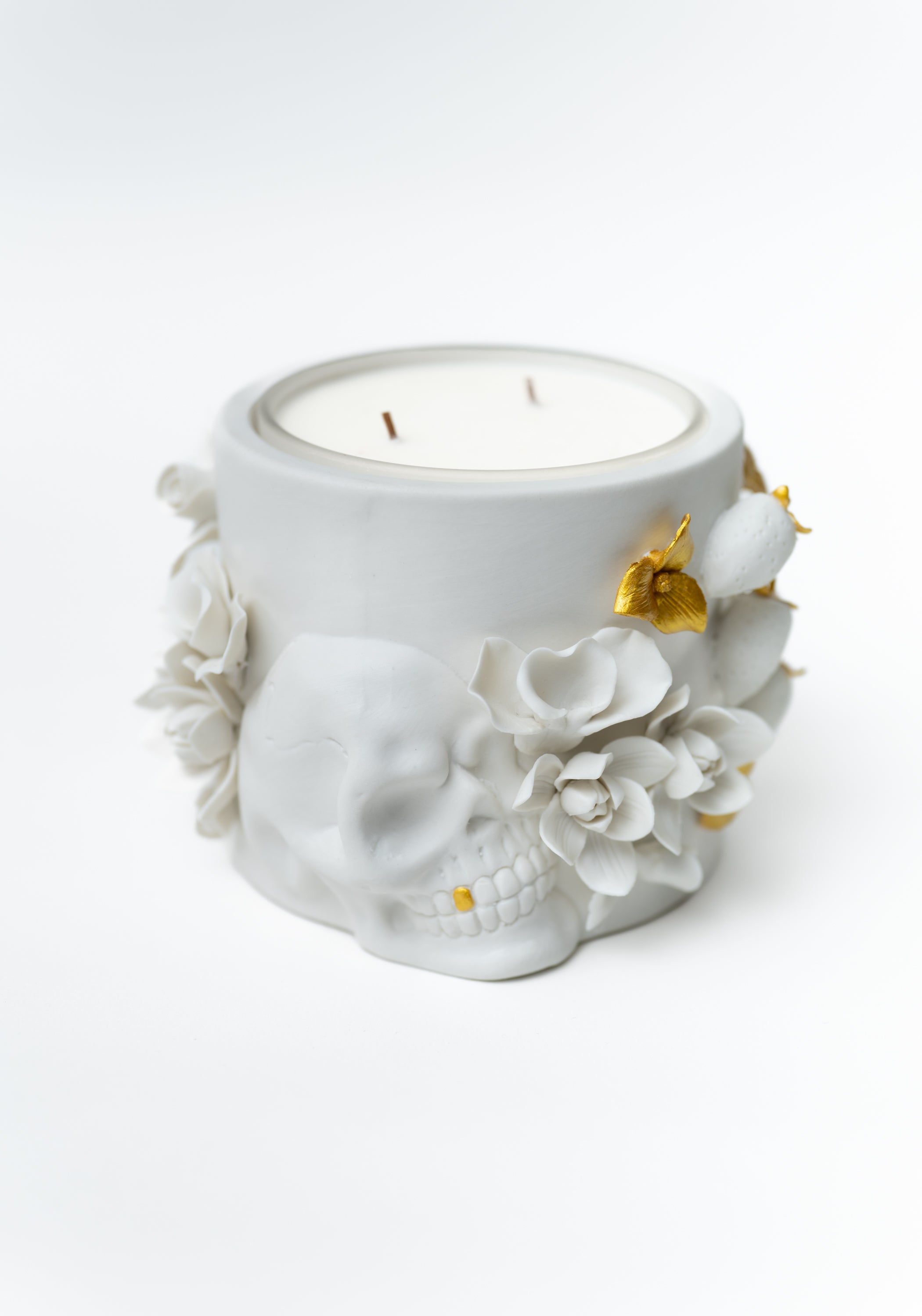 Gula Gilded Porcelain Skull Candle
