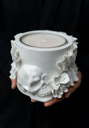 Vanitas Porcelain Lace Skull Candle