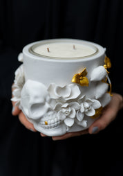 Gula Gilded Porcelain Skull Candle