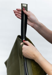 Olive Leather Square Backpack