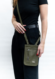 Olive Leather Cell Sling