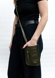 Olive Leather Cell Sling