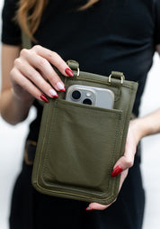 Olive Leather Cell Sling
