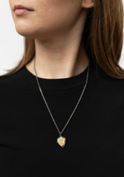 'The Tale (Sunset)' 18k Gold and Sterling Shield Necklace