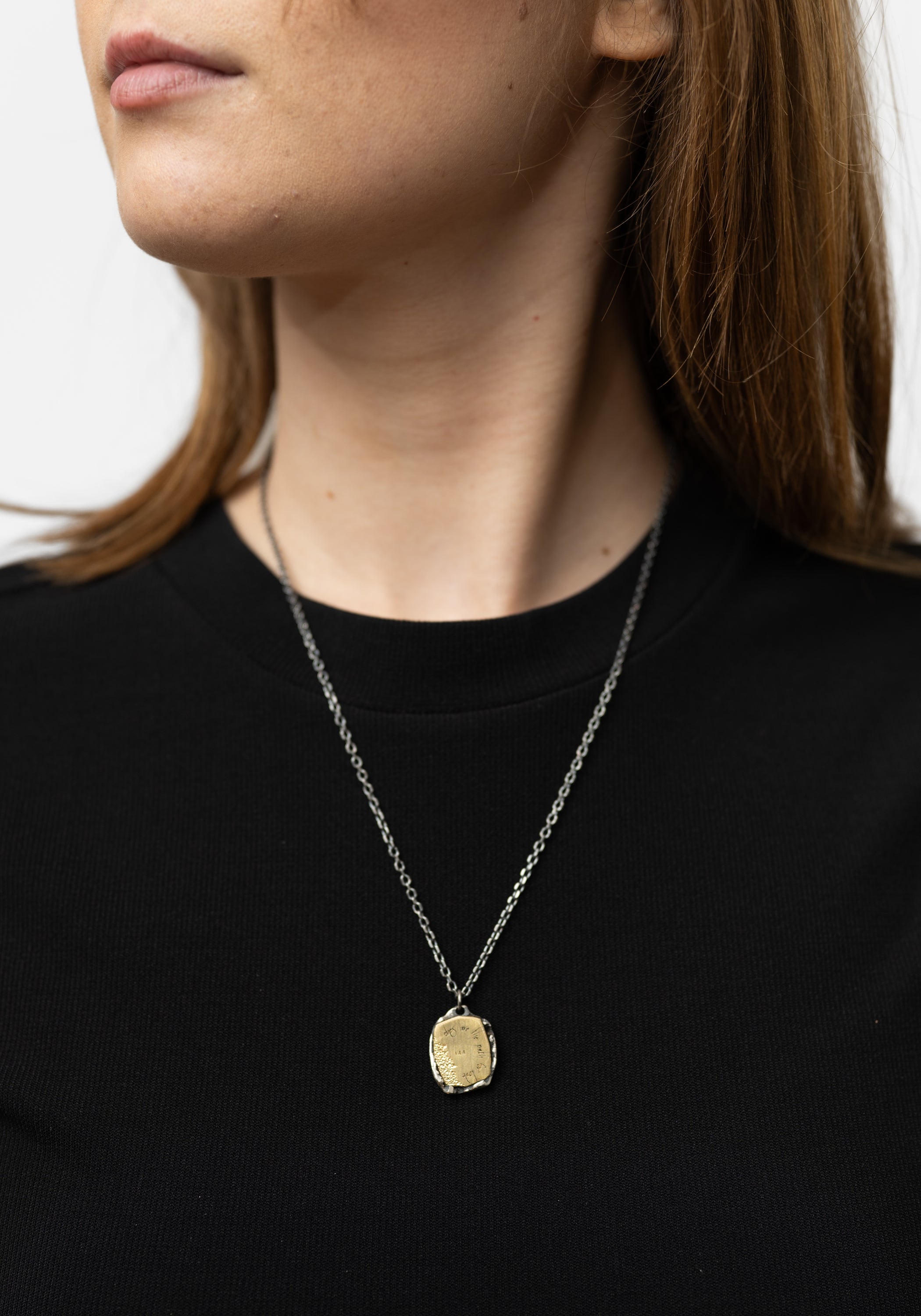 'The Number (Sunset)' 18k Gold and Sterling Shield Necklace