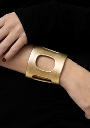 Gold Leather Keyhole Cuff - December Thieves