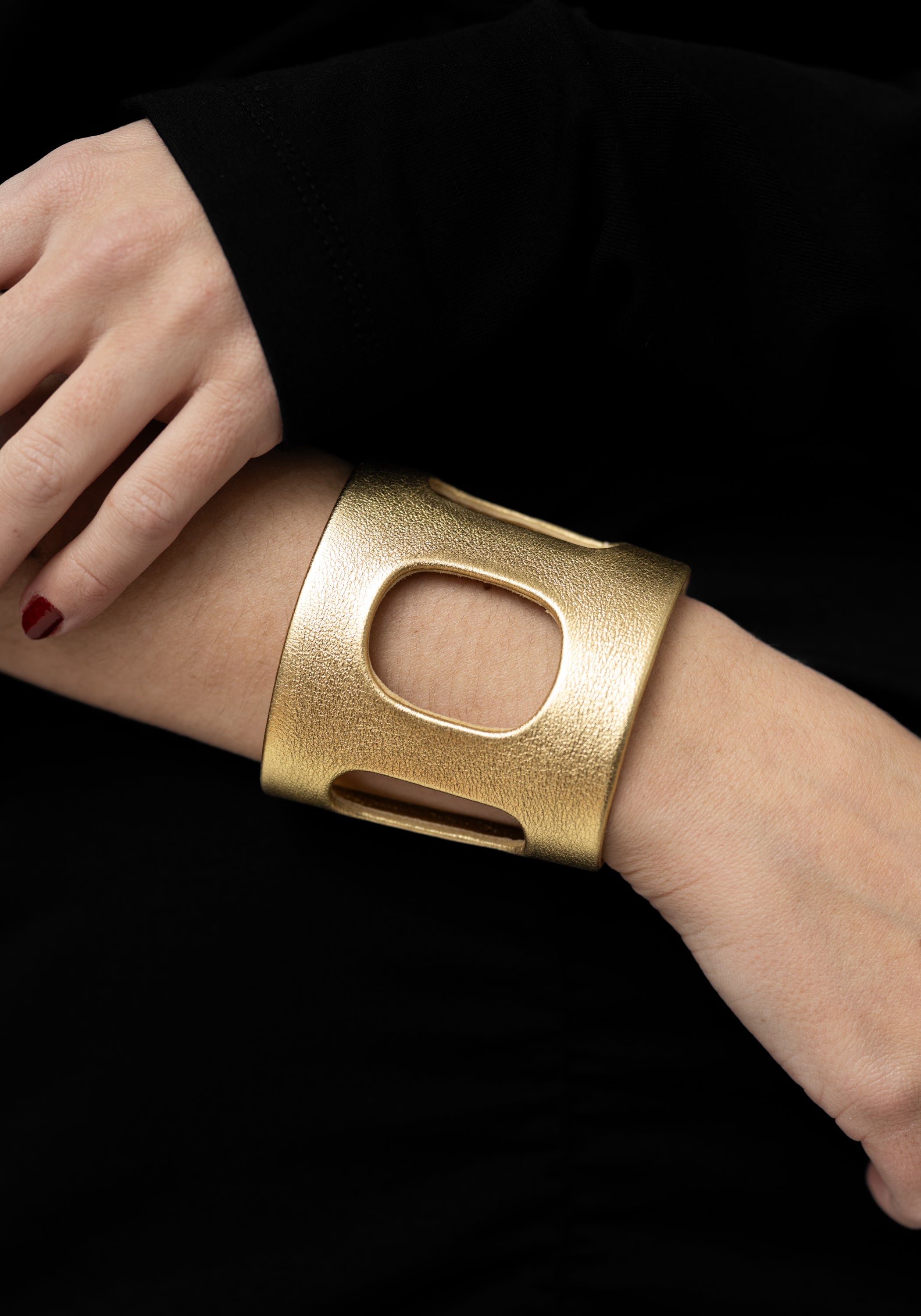 Gold Leather Keyhole Cuff - December Thieves