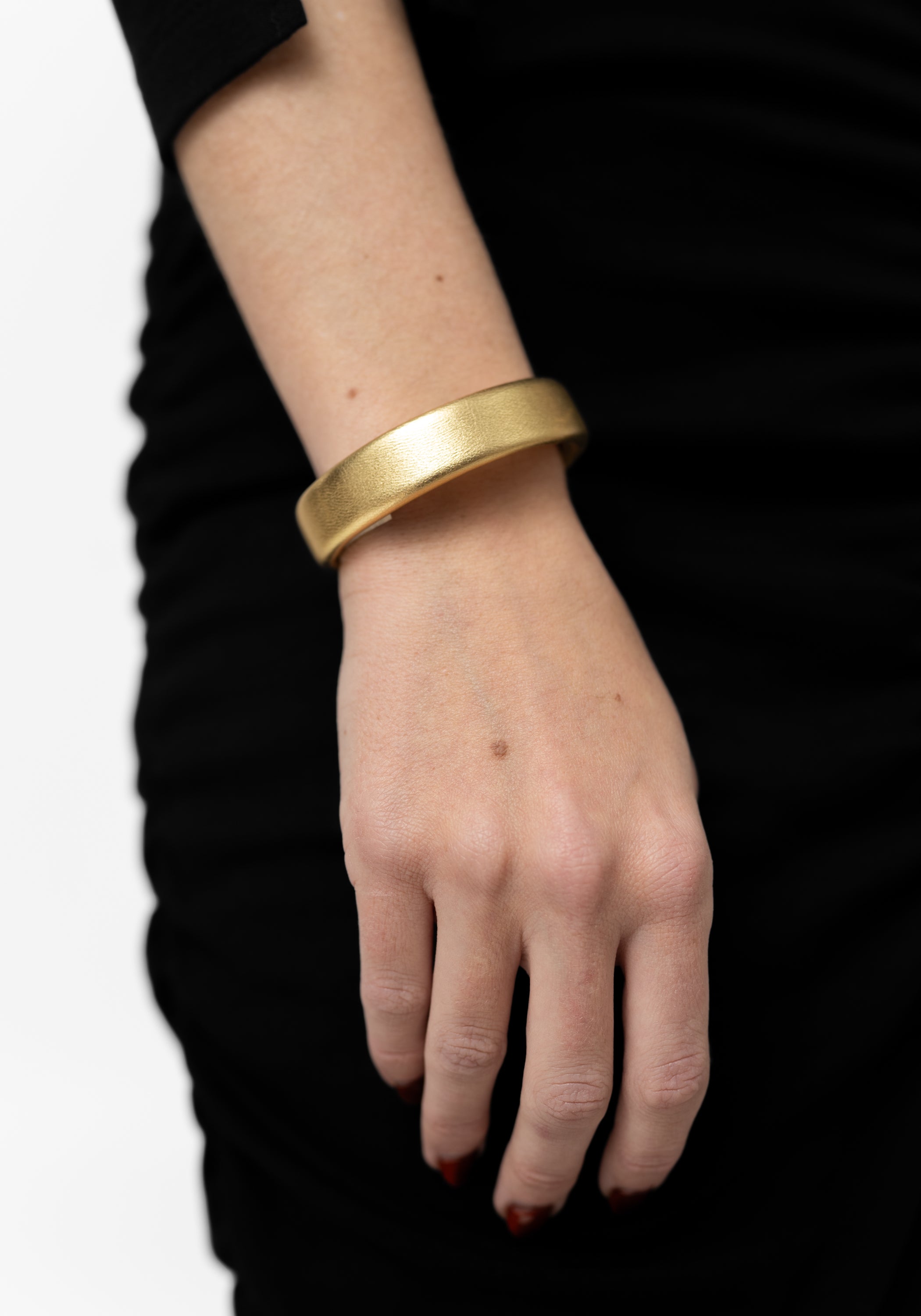 Gold Leather Silver-Tipped Adjustable Cuff