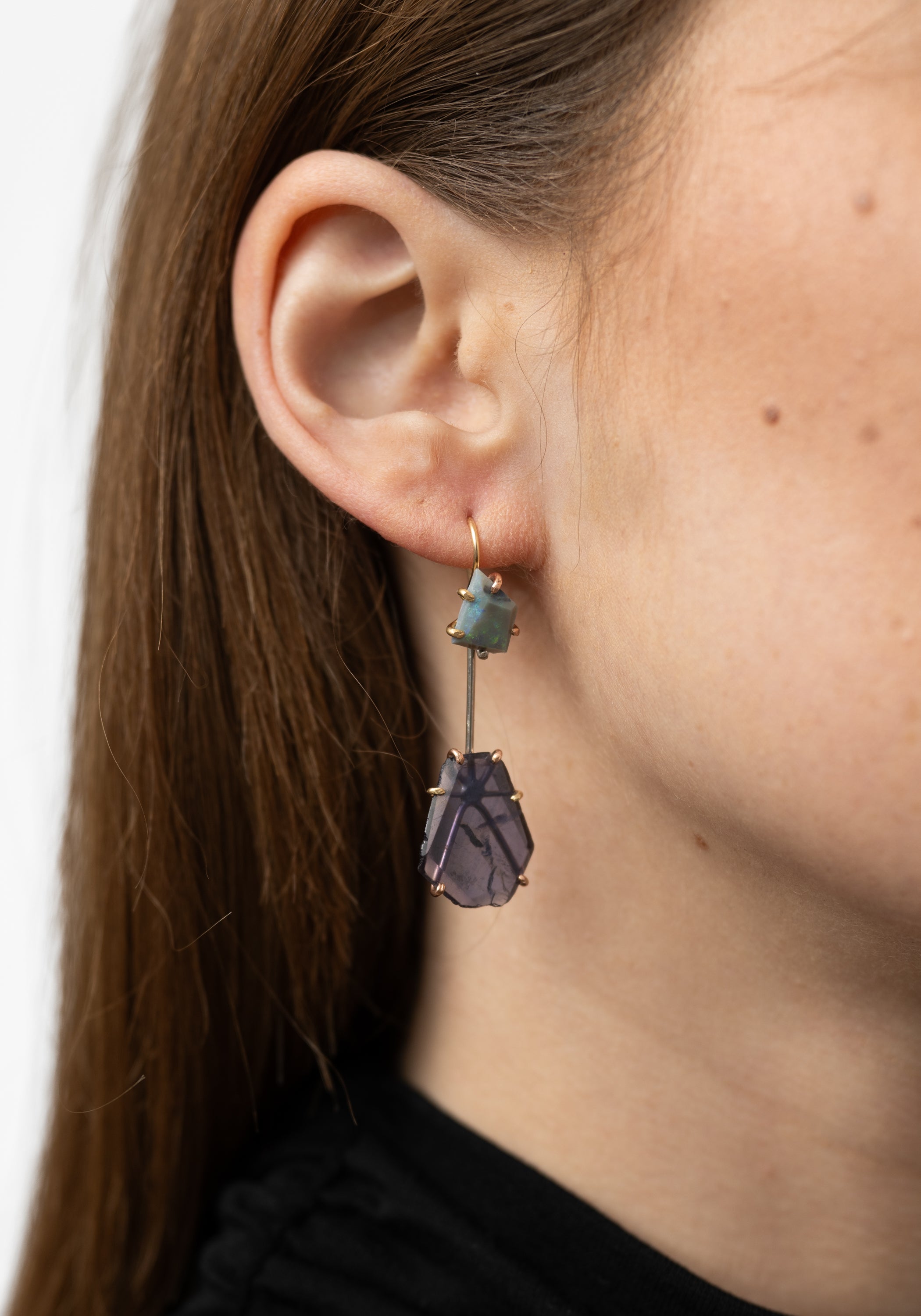 14k-18k Gold Australian Opal Hook Earrings