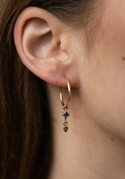Single 9k Gold Blue Sapphire, Tanzanite and Large Round Clicker Hoop