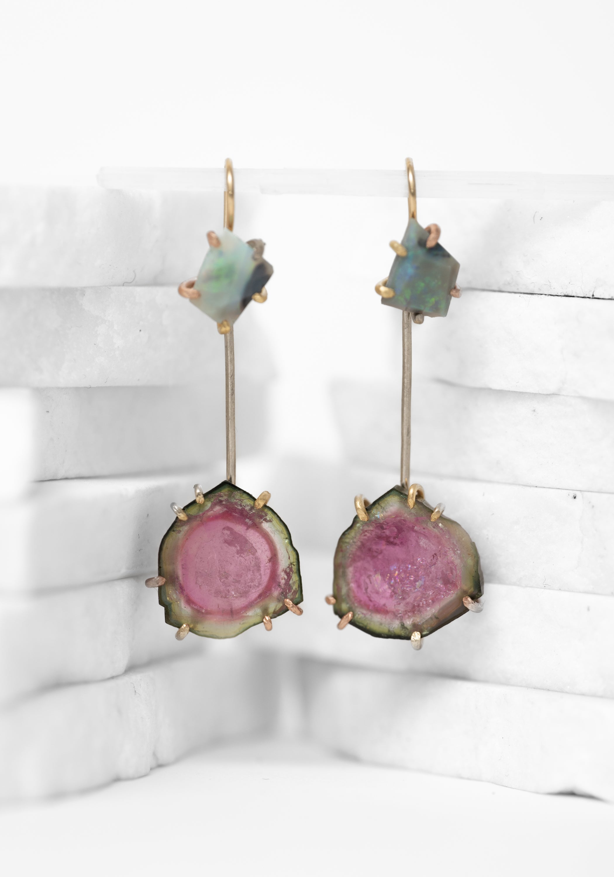 14k-18k Gold Australian Opal Hook Earrings