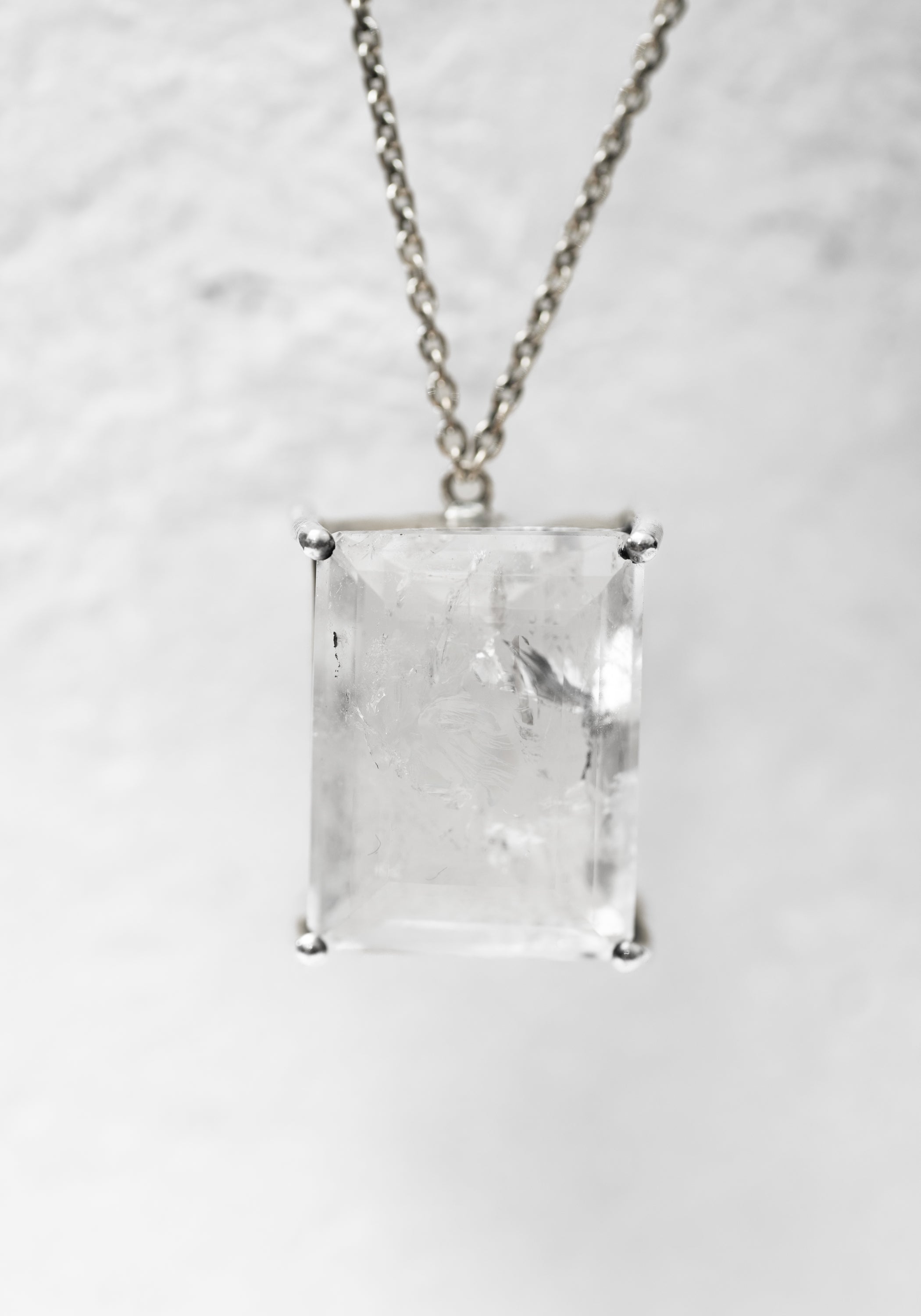 Sterling and Long Baguette Quartz Necklace - December Thieves