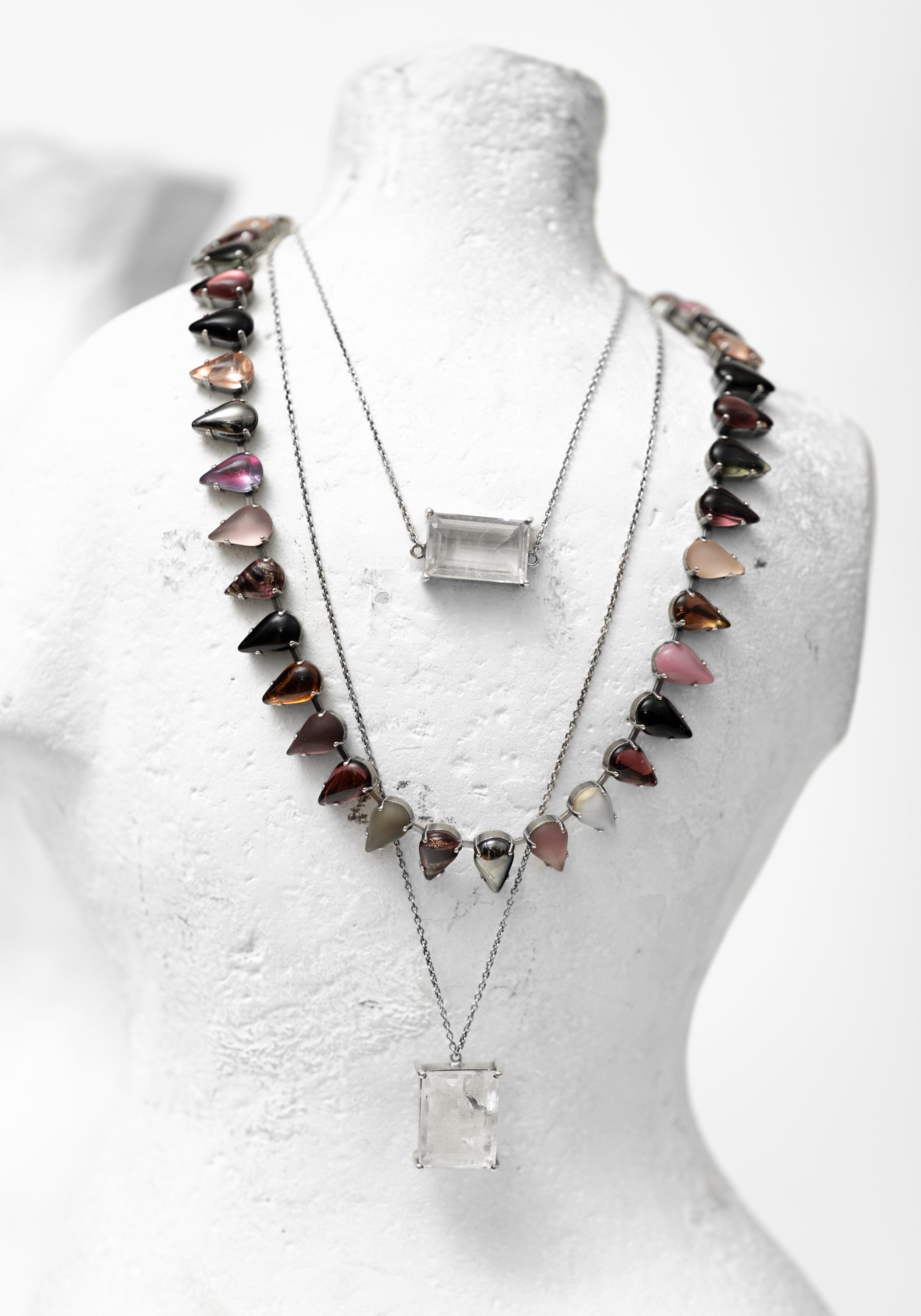 Sterling and Long Baguette Quartz Necklace - December Thieves
