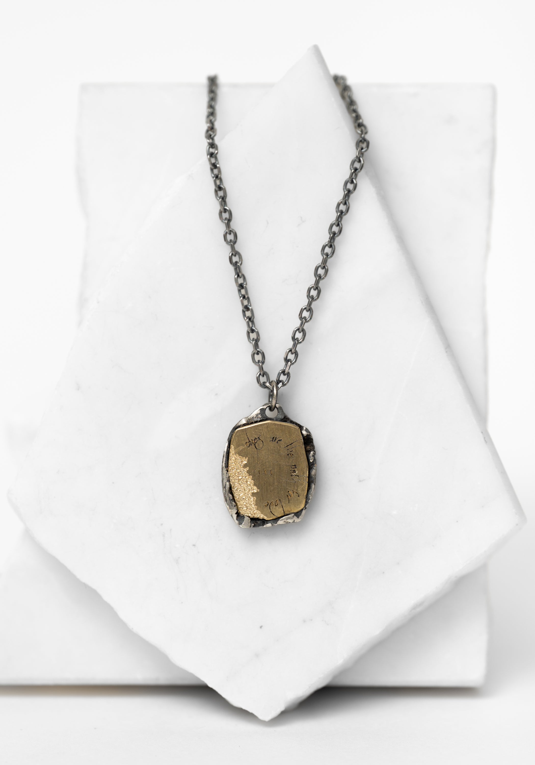 'The Number (Sunset)' 18k Gold and Sterling Shield Necklace