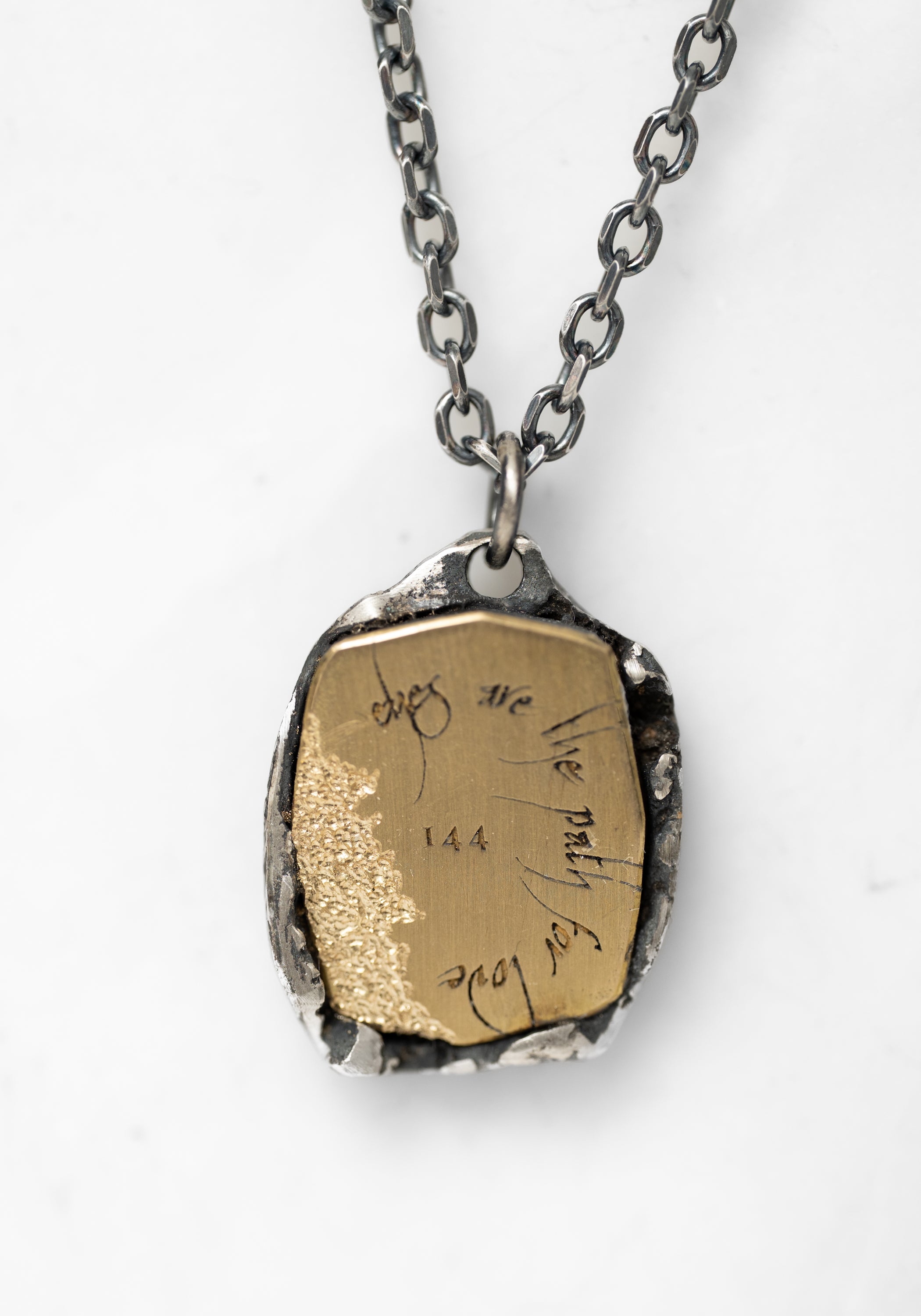 'The Number (Sunset)' 18k Gold and Sterling Shield Necklace