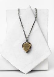 'The Tale (Sunset)' 18k Gold and Sterling Shield Necklace