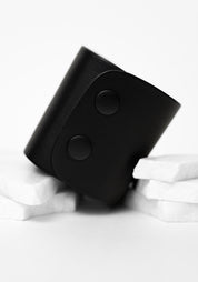 Black Leather Cinched Gold Studs Cuff