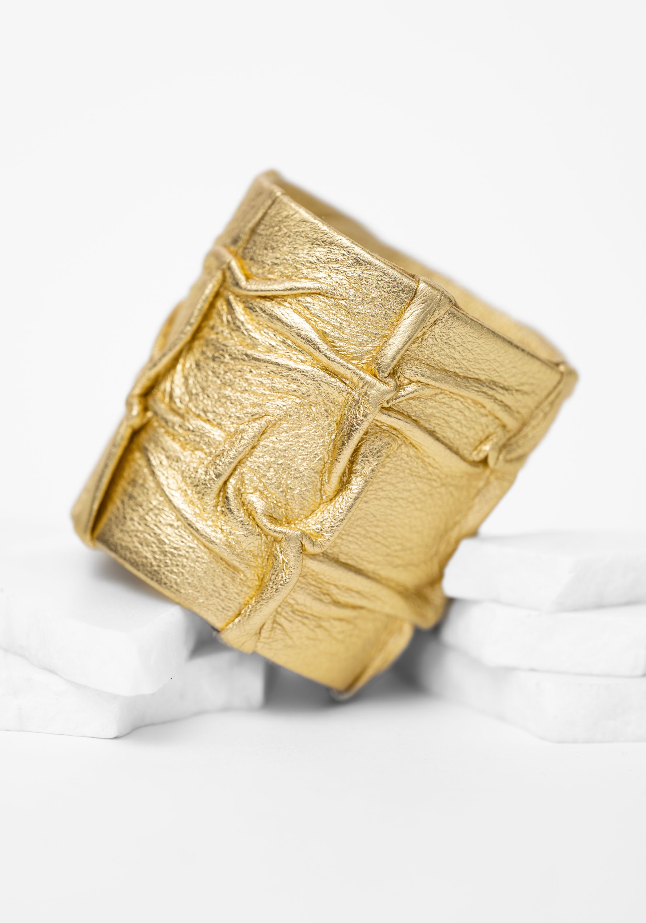 Gold Leather Crinkle Cuff