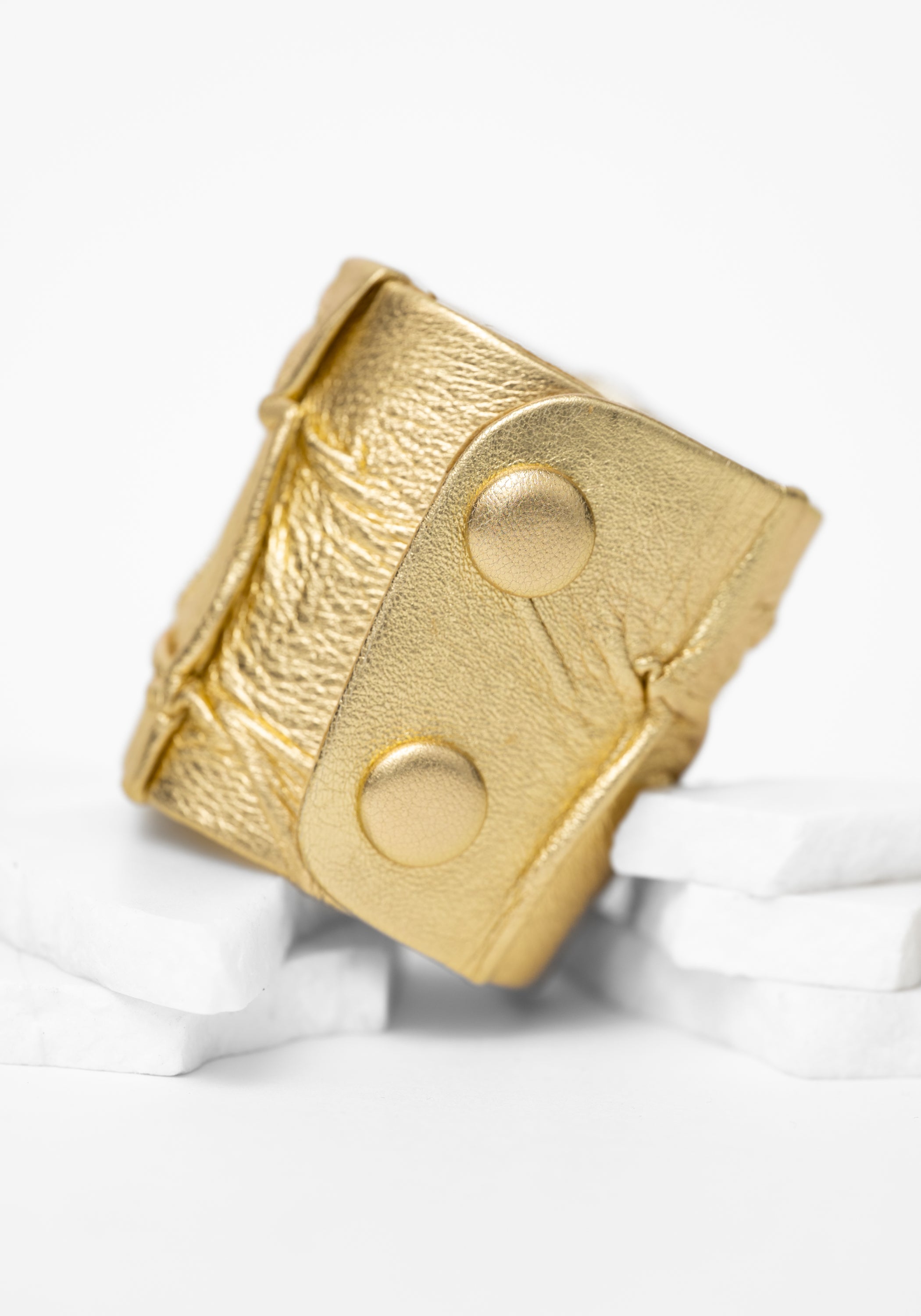 Gold Leather Crinkle Cuff