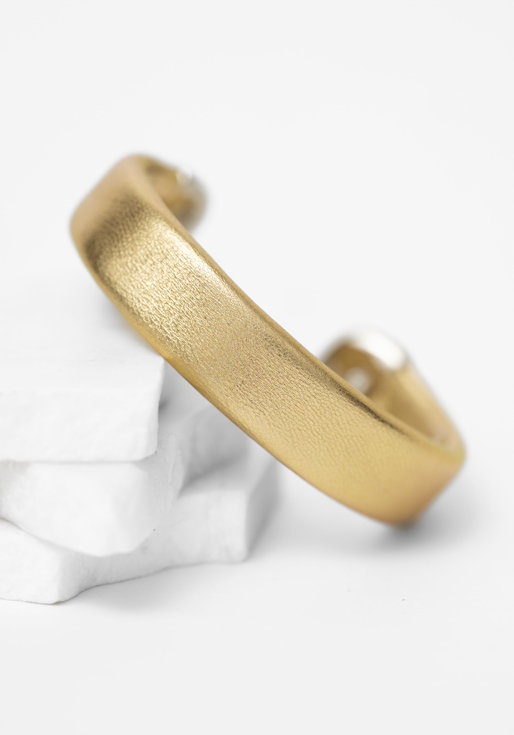 Gold Leather Silver-Tipped Adjustable Cuff