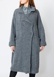 Kongo Oversized Double Breasted Wool Blend Knit Cardigan