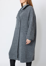 Kongo Oversized Double Breasted Wool Blend Knit Cardigan