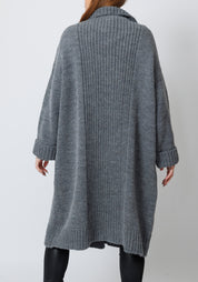 Kongo Oversized Double Breasted Wool Blend Knit Cardigan