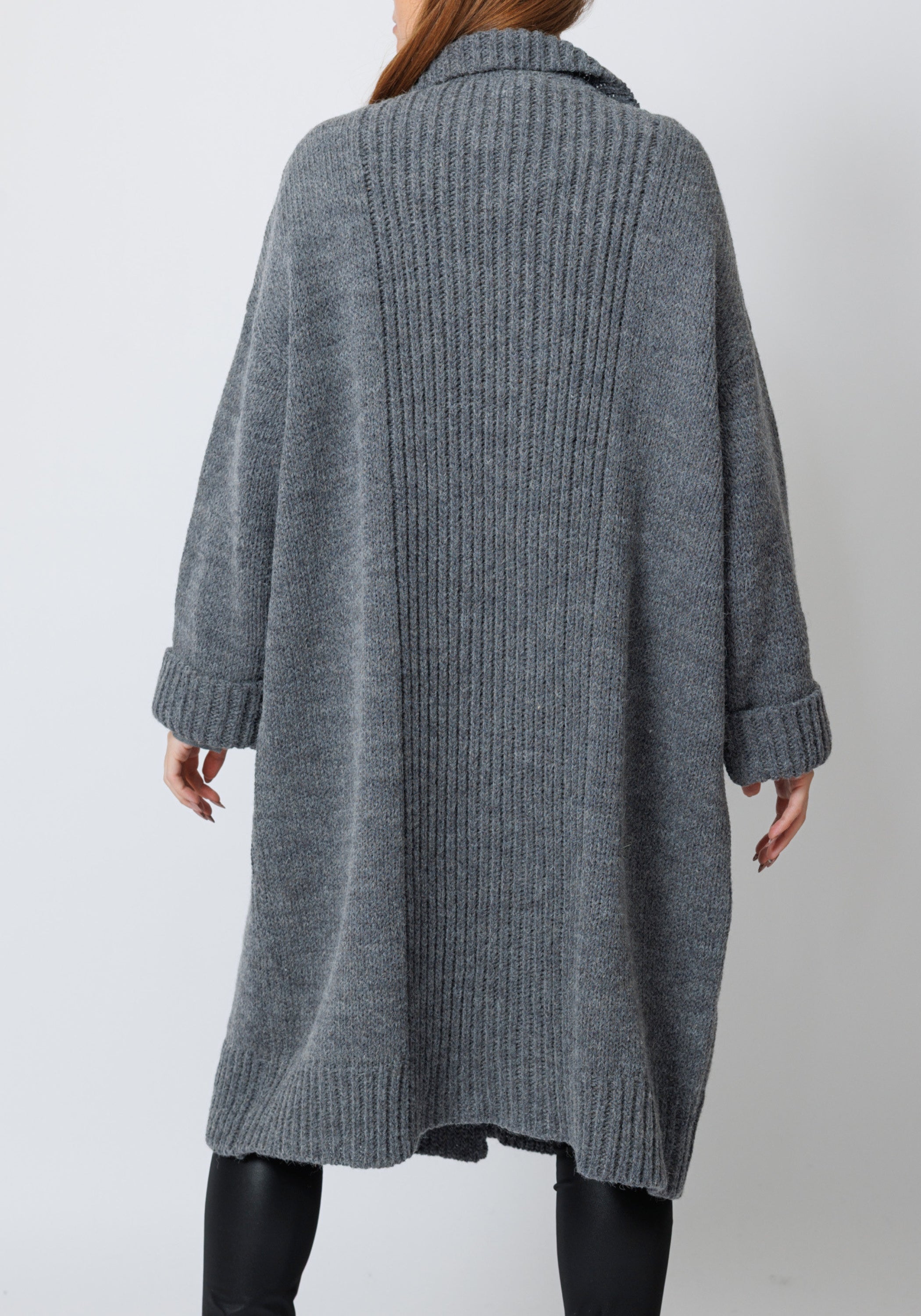 Kongo Oversized Double Breasted Wool Blend Knit Cardigan