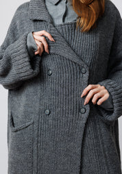 Kongo Oversized Double Breasted Wool Blend Knit Cardigan