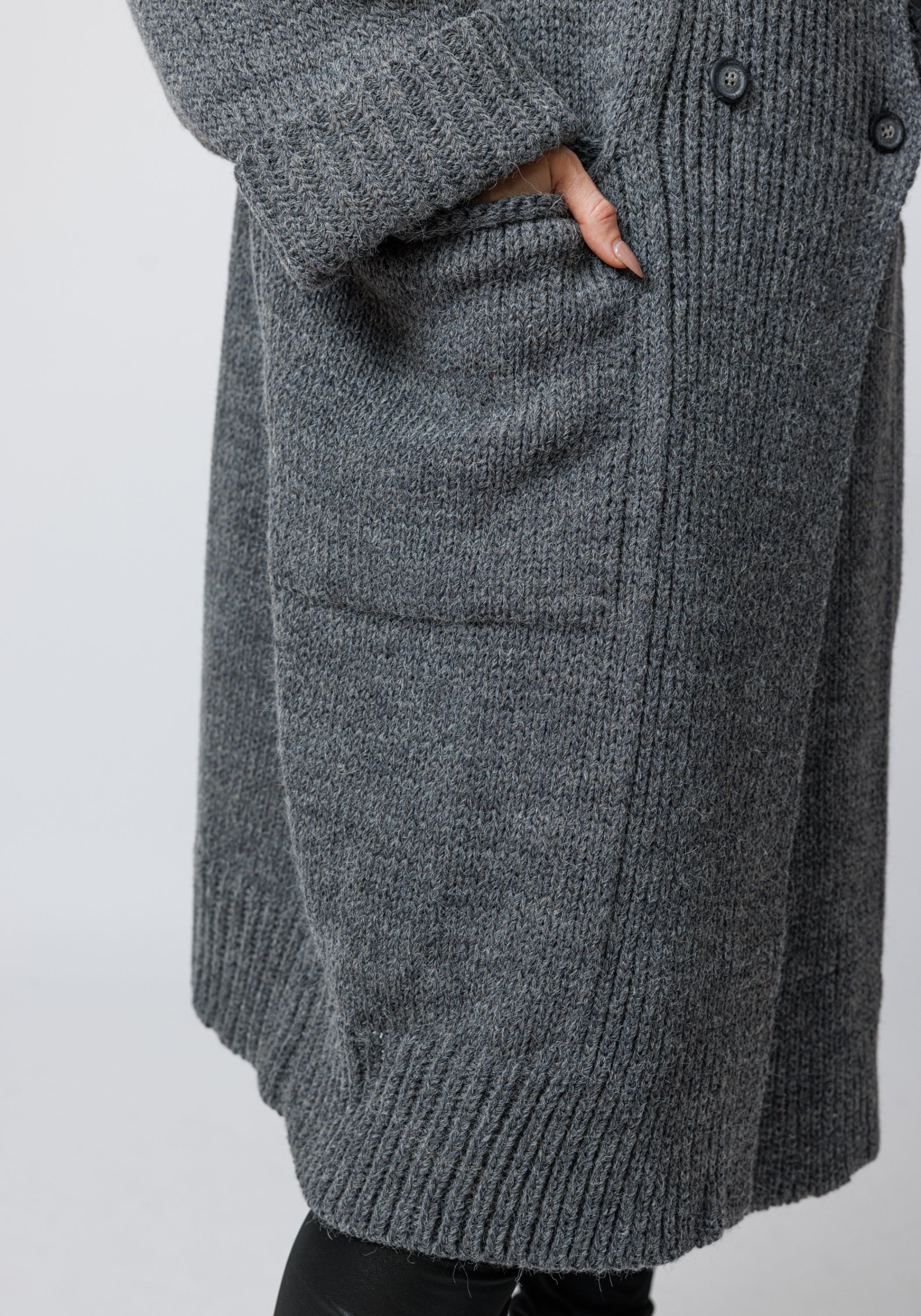 Kongo Oversized Double Breasted Wool Blend Knit Cardigan