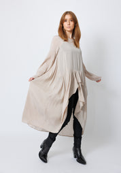 Swissa Oversized Asymmetric Ruffle Detail Tunic Blouse