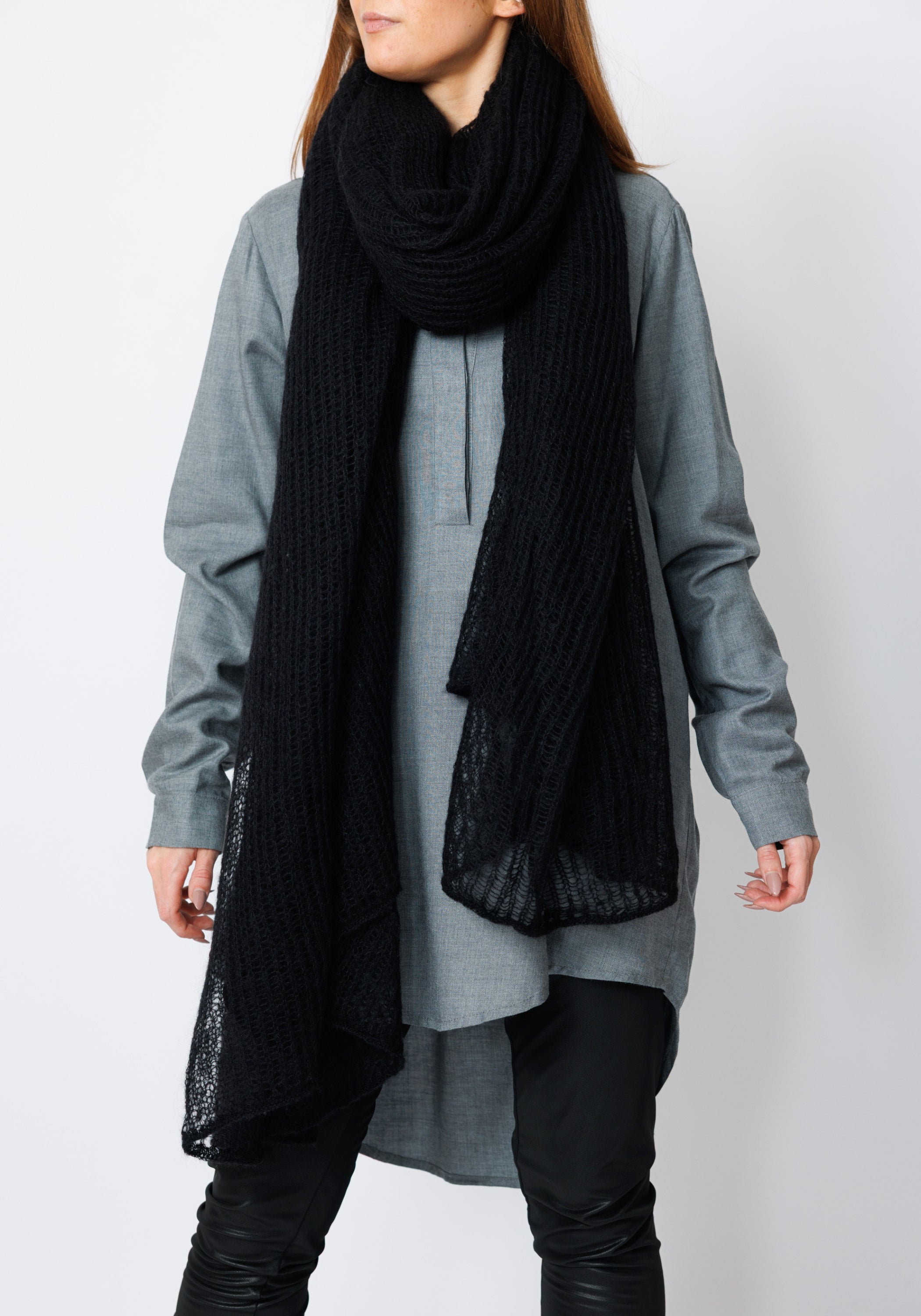 Mistic Oversized Gauzy Wool Blend Knit Scarf