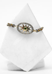 10k Gold, Diamond and Green Tourmaline Starburst Bracelet