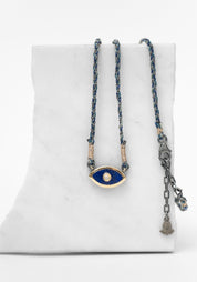 10k Gold, Lapis and Opal Eye Necklace