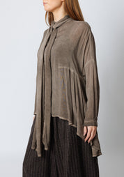 Nomade Oversized Pleated Back Tie Neck Blouse