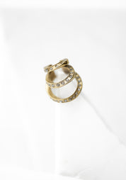 Trilogy Layered Gold Plated Stainless Steel and White Zirconias Ear Cuff