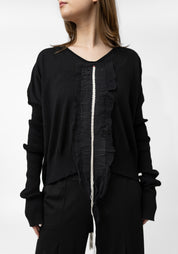 Mag Contrast Embroidered Front Knit Pullover